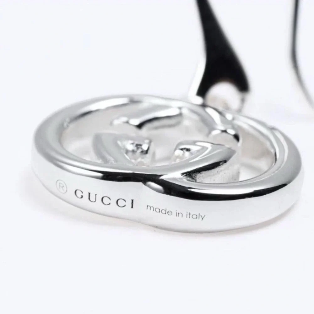 NIB Gucci Interlocking GG 925 Sterling Silver Drop Earrings - Picture 5 of 8